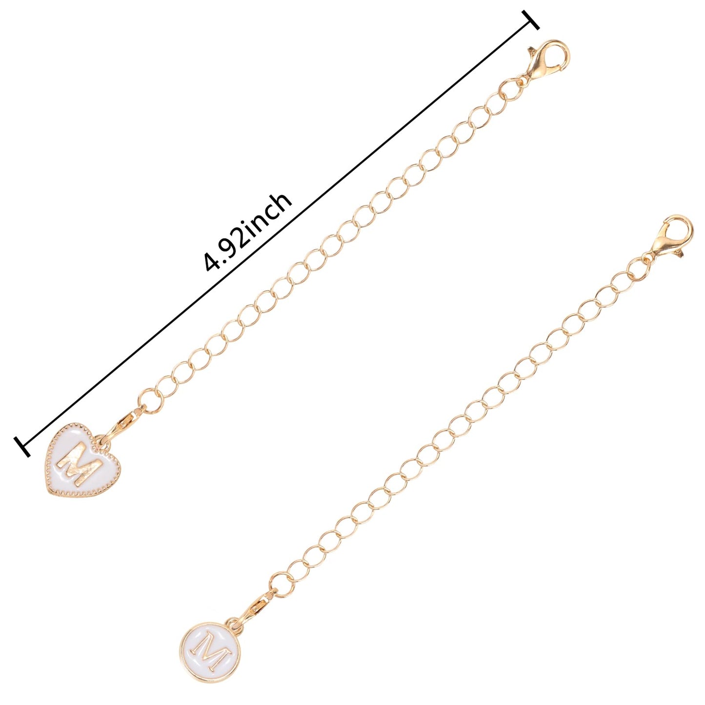 HOMICO 2PCS Round Heart Shaped Letter Chain Accessories for Stanley Cup Personalized Name ID Letter Chain Accessories for Stanley Tumbler, M