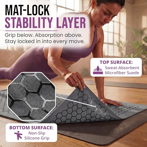 Clever Yoga Non-Slip Hot Yoga Mat Towel - Gray, Single-Sided Microfiber Grip