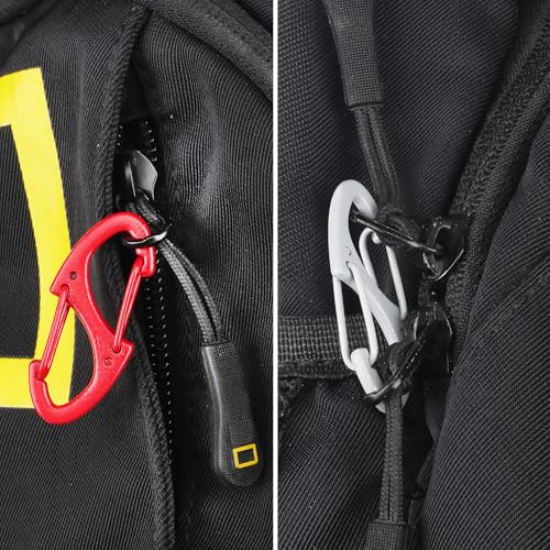 Black Double Sided Mini Carabiner Clips - 20 Pack Lightweight Aluminum Keychain Hooks