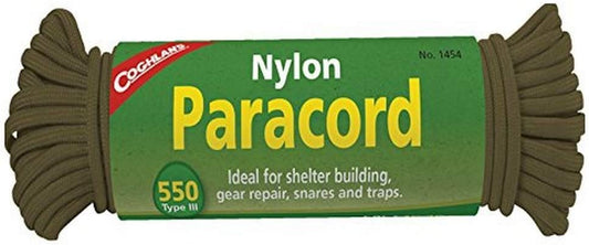 Coghlan's 50 ft Nylon Paracord - Type III 550 Survival Rope with 7 Core Strands, 550 lbs Break Strength - Versatile Outdoor Gear for Camping, Shelter, Repair, and Emergency Preparedness