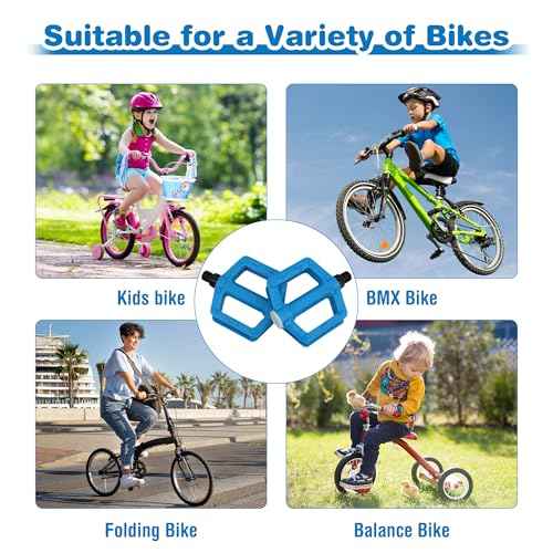 MEGHNA Kids Bike Pedal 1/2 inch Thread Universal Pedals Lightweight Non - Slip Bicycle Pedal Flat Pedal Nylon Kids Size for Kids Bike Mountain Bike Cruiser Bike BMX Freestyle Folding Bike