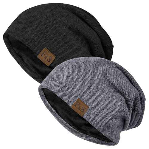 2 Pack Slouch Beanie Warm Mens Womens Soft Beanies Hats Slouchy Oversized Caps Knit Hats Winter Gift for Men