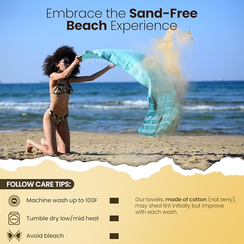 Gold CASE LYCIA Turkish Beach Towel Set of 6 ? 100% Cotton Turkish Beach Towels Bulk 70 x 38'' ? LYCIA Oversized, Quick Dry & Sand Free Beach Towel ? Lightweight Towels Set in Black