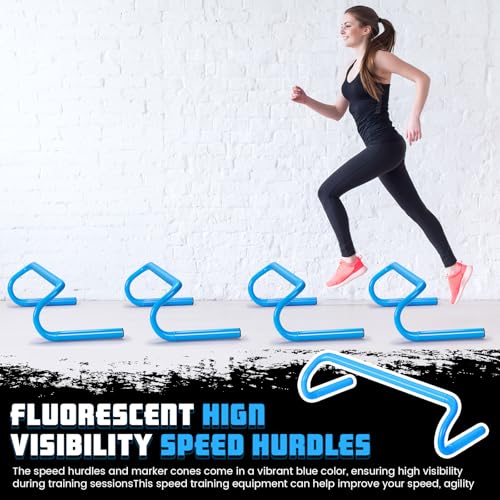 Blue 6-Inch Speed Agility Training Hurdles Set of 10 - Detachable, Durable PVC for Sports & Fitness
