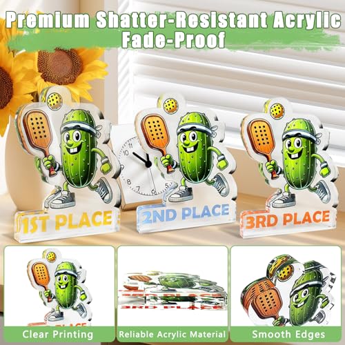 Green Pickleball Trophy & Medals Set - Funny Award for Tournament & Competition