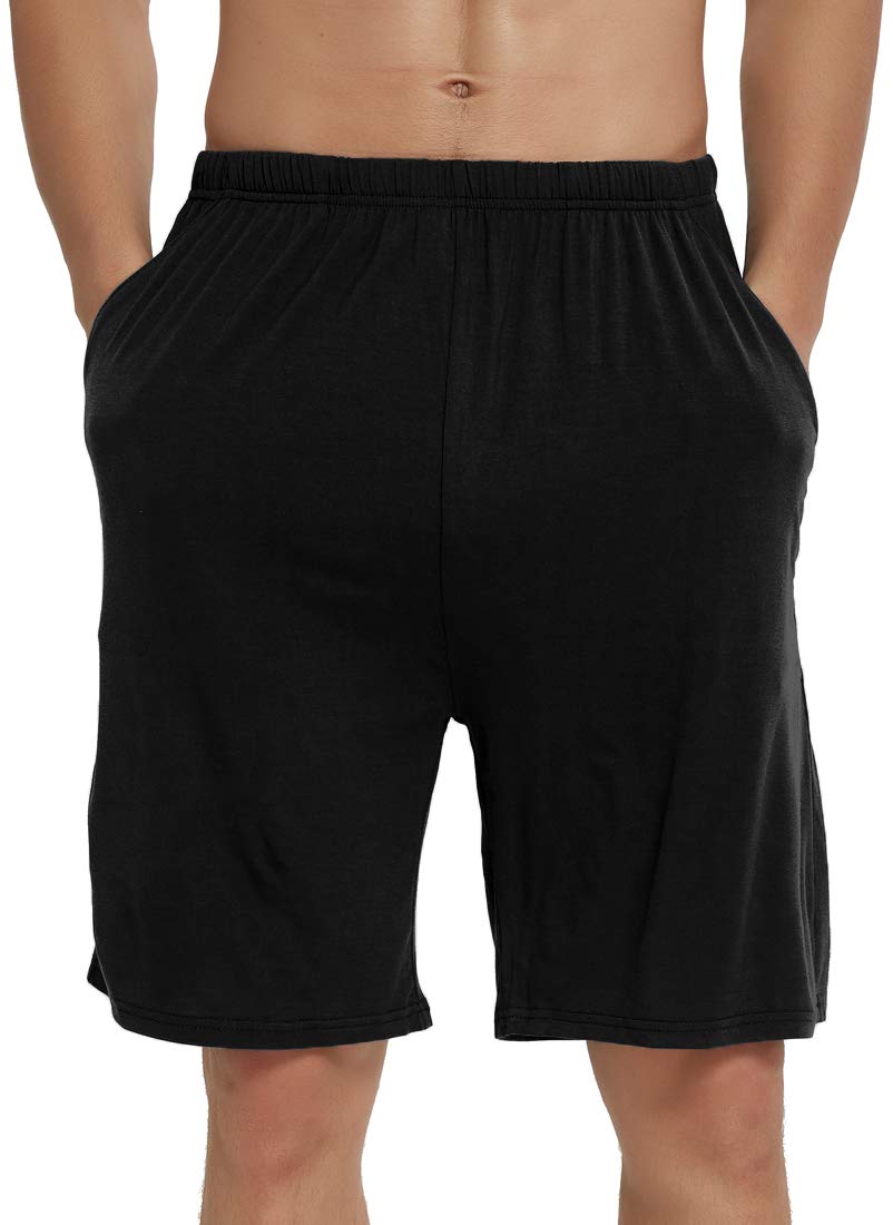 JINSHI Mens Pajama Shorts with Pockets Soft Lightweight Modal Lounge Sleep Shorts (Light Gray/Black/Lake Blue) M