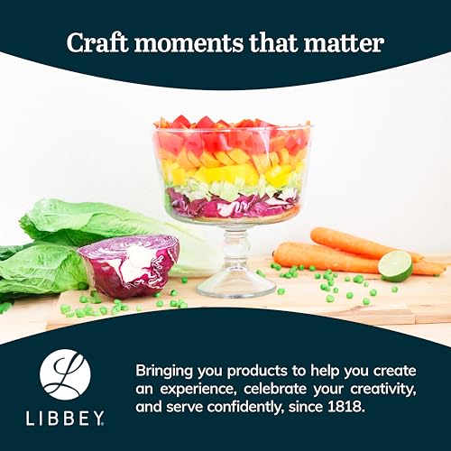 Libbey Selene Glass Footed Trifle Bowl with Pedestal, Clear Dessert Serving Dish - 1 Count