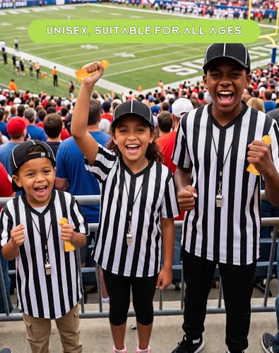 Redgino Kids Referee Uniform Kit V Collar Medium - Includes Shirt, Hat, Flag & Whistle