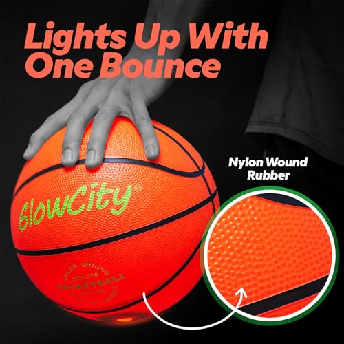 GlowCity Glow in The Dark Basketball Size 5 Rubber No Pump - Night Outdoor Sports Toy