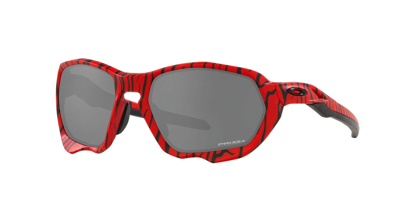 Oakley Men's OO9019A Plazma Low Bridge Fit Rectangular Sunglasses, Red Tiger/Prizm Black, 59 mm