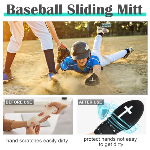 Geyoga Cross Baseball Sliding Mitt - Black, 10 x 4.9 Inches, for Hand Protection