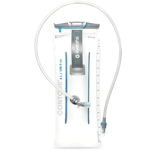 HydraPak Contour (3L Hydration Reservoir) - Low-Profile Water Bladder, Fits Most Hydration Packs – High-Flow Bite Valve, Leak Proof, Fully Reversible, and Dishwasher Safe