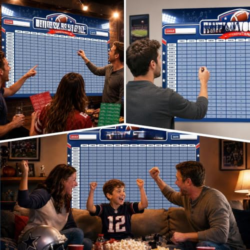 WishWeaver 2026-2027 Fantasy Football Draft Board Kit with 692+ Labels - Red & Blue Variants