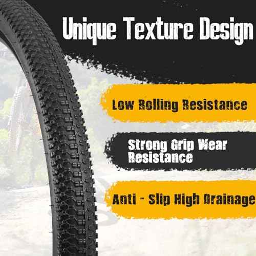 MEGHNA Bike Tire 26/27.5 x 2.125 inch Mountain Bike Tire with Bike Tire Lever Foldable Tire Replacement for Mountain Bike Gravel Bike BMX Cruiser Bike Folding Bike