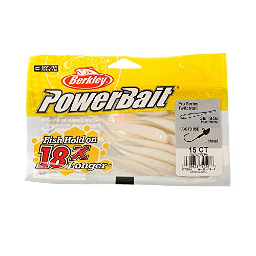 Fishing Baits - PowerBait Twitchtail Minnow, Pearl White, 3in Soft Plastic Lure