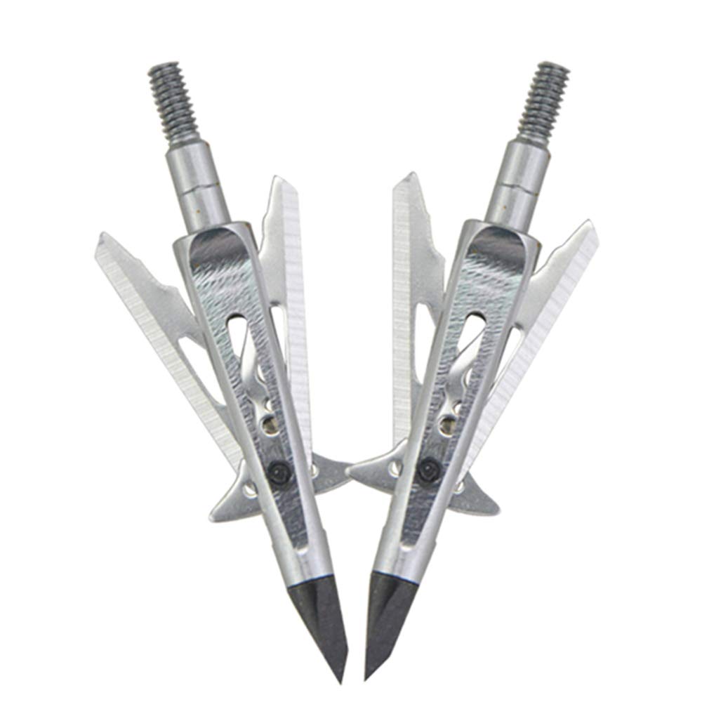 JIANZD 2-Blade Hunting Hybrid Broadhead 6 Pack 100 Grain Archery Mechanical Broadhead for Compound Bows and Crossbows, Silvery-02