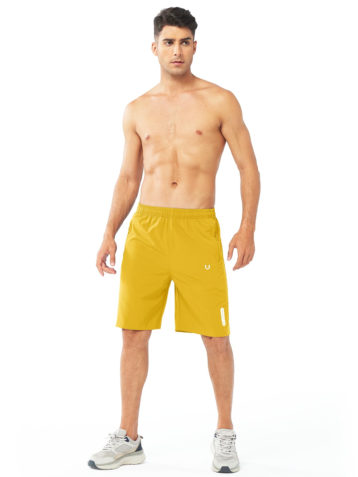 NORTHYARD Men's Athletic Running Shorts Gym Workout 7"/9"/5" Quick Dry Lightweight Sports Basketball Tennis 3 Zipper Pockets YELLOW-9inch 2XL