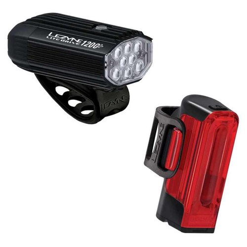 Lezyne Lite Drive 1200 Plus + Strip Drive Pro 400 Plus Light Pair Satin Black/Black, One Size