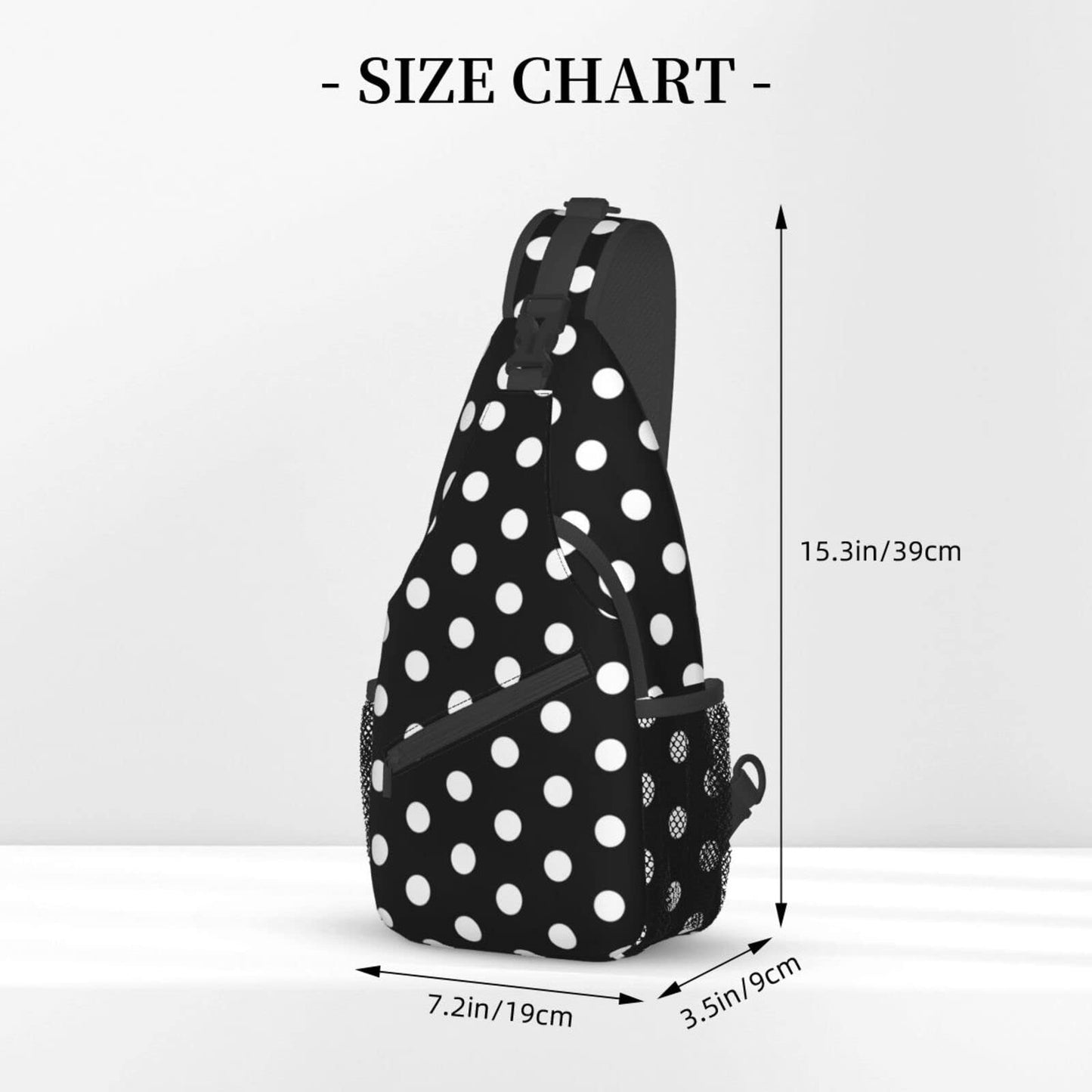 SURERUIM Black White Polka Dot Sling Bag for Women Men Crossbody Shoulder Backpack White Dots on Black Background Dice Design Chest Bags Abstract Dots Pattern Casual Travel Hiking Daypack