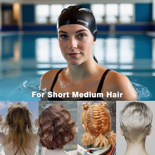 High Elasticity Silicone Swim Cap for Men and Women - Black & Grey