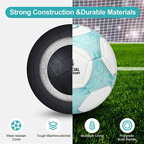 Color Change Soccer Ball Size 4 with Pump & Net - Teal/Blue/Pink Kids Outdoor Play