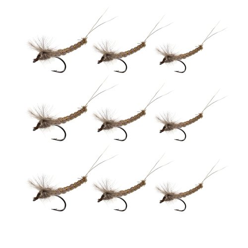 Fly Fishing White Winged Mayfly, Brown Dry Floating Flies, Surface Water Fishing Lures for Crappie Bluegill Panfish (9PCS #10#12#14)