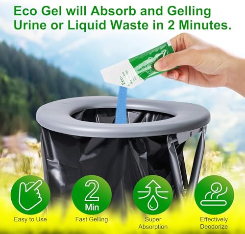 Lemon Scent Poo Gel for Portable Toilet - 100PCS Camping & Travel Waste Absorbent Powder