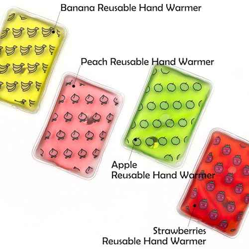 Reusable Hand Warmers - Instant Heat Packs, 4¡± Fruit Pattern Self Heating Hand Warmers, Reusable Click Instant Heat Packs, Sodium Acetate Hand Warmer, Outdoor Sports Skiing for Warmth