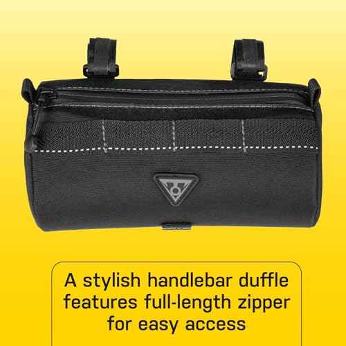Topeak Tubular BarBag Slim 1.5L ? Compact Waterproof Handlebar Duffle Bag with Quick Access Zipper, 600D Polyester Shell, and Anti-Slip Mounting System for Urban & Trail Rides