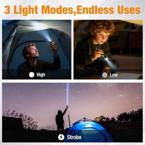 EverBrite Mini Flashlight, Zoomable LED Flash Light, 3 Modes, 3AAA Batteries Included, Handheld Small Flashlight for Camping, Emergency, Home ? Black