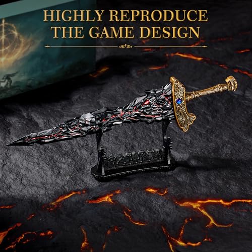 11.8-Inch Metal Collectible Sword from Elden Ring Maliketh's Black Blade Model - Display Stand Included