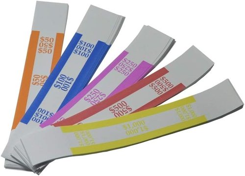 L LIKED Pack of 400 Money Band Bundles Self Sealing Currency Straps for Bill Wrappers (50 of Each - 400 Assorted)