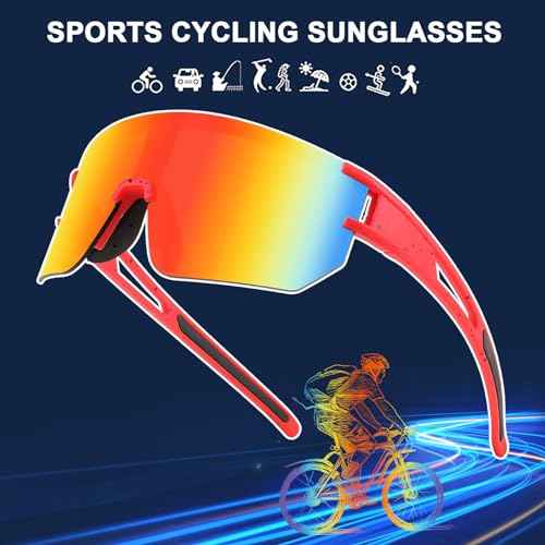 WANWAN Men Women Cycling Sunglasses, 80s Sport Baseball Mirrored Sun Glasses for Youth Adults Running Softball