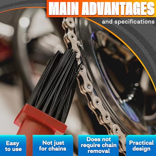 Motorcycle Chain Brush ? Durable Plastic Motorcycle Chain Cleaning Kit with Brush and Three-Sided Nylon Bristles for Fast and Effective Maintenance ? Supports Smooth Pedaling and Precise Gear Shifting