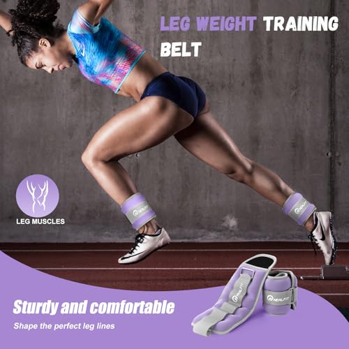 Purple 2 lb Pair Ankle Weights - Adjustable Leg & Wrist Weights for Fitness