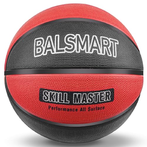 Kids Youth Basketball Size 4 - 25.5 Inch Rubber Indoor/Outdoor Ball - Black Red, Variation of THIS listing