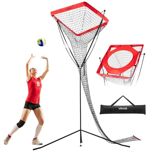 VEVOR Volleyball Training Net System,8 * 11/12 * 11ft/Pitching Practice/Spiking Practice/14 Net,Portable Net Station, Easy Setup Indoor Outdoor Target Net for Serving Spiking Setting