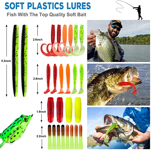 292PCS Fishing Lures & Accessories Kit - Saltwater & Freshwater Tackle Box with Topwater, Spinnerbaits, Hooks, Crankbaits