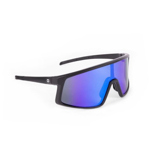 Optic Nerve Unisex Stone Cat Polarized Sport Sunglasses, Matte Black - Smoke w/Blue Mirror Lens