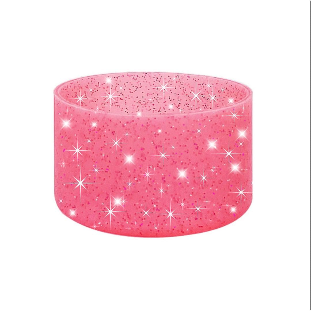 Generic Glitter Silicone Sleeve/Boot for Stanley Cup Protector 20oz-40oz & Anti-Slip BPA Free Bottom Cover Bumper for Sport Bottles & Stanley Cup Accessories (Rose RED W/Glitter)