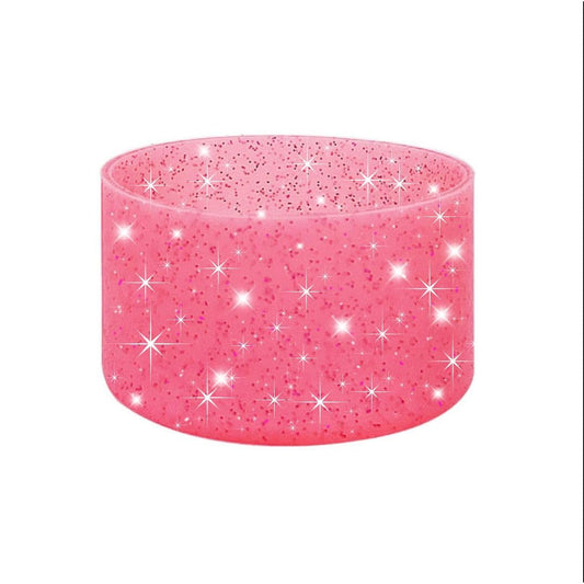 Generic Glitter Silicone Sleeve/Boot for Stanley Cup Protector 20oz-40oz & Anti-Slip BPA Free Bottom Cover Bumper for Sport Bottles & Stanley Cup Accessories (Rose RED W/Glitter)