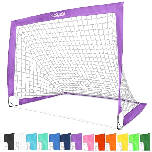 GoSports Portable Soccer Goals for Kids - 4 ft x 3 ft, Purple - Pop Up Youth Nets for Backyard & Practice