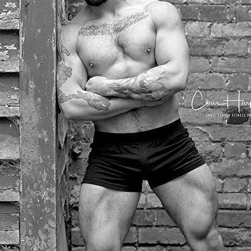 Men's Fitness Gym Shorts Cotton Workout Shorts - Medium Blue+Gray 2PCS