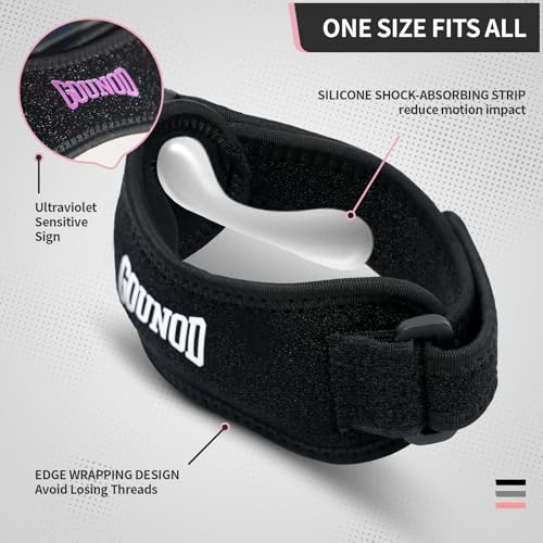 Grey Patellar Tendon Support Strap 2 Pack for Knee Pain Relief, Adjustable Knee Brace
