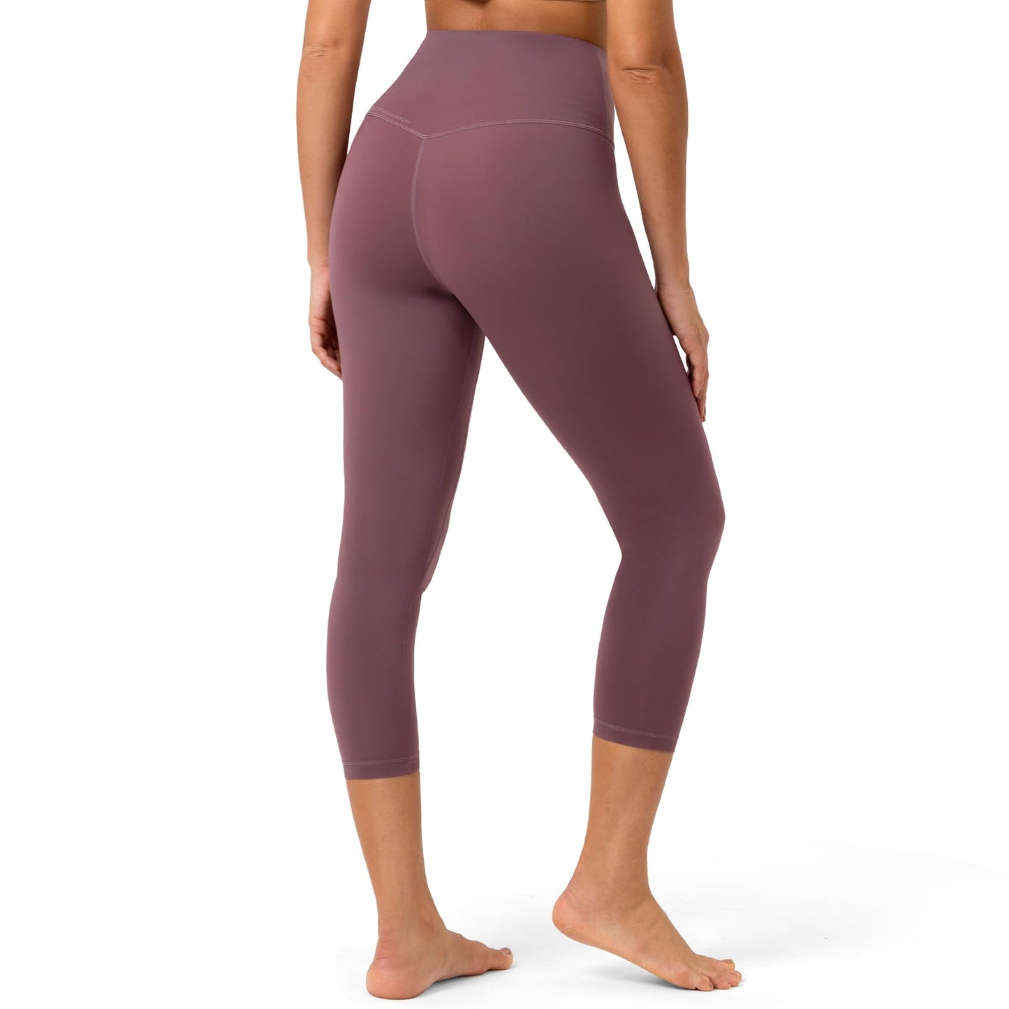 YUNOGA Capri Leggings for Women High Waisted Leggings Tummy Control Workout Pants (XS, Dusty Red)