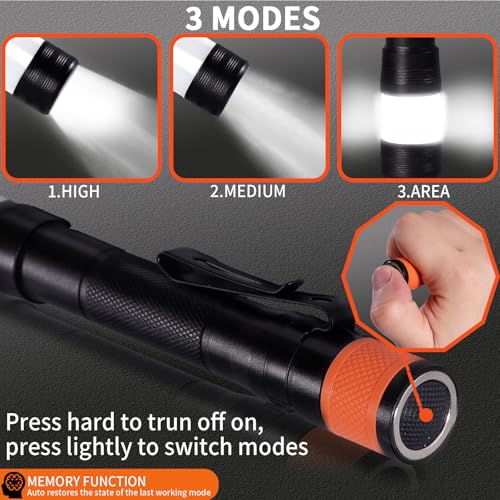 KunHe Probe 4 Pack LED 250 Lumens Pen Flashlight High Lumens with AA*8 Alkaline Batteries(Included) and Magnetic Base for Inspection Repair Engineer Gift for Husband Dad