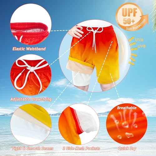 Boys Swim Trunks with Compression Liner Swim Shorts Bathing Suit UPF50+ Stretch Swimwear for Boy Quick Dry, 5-16Y