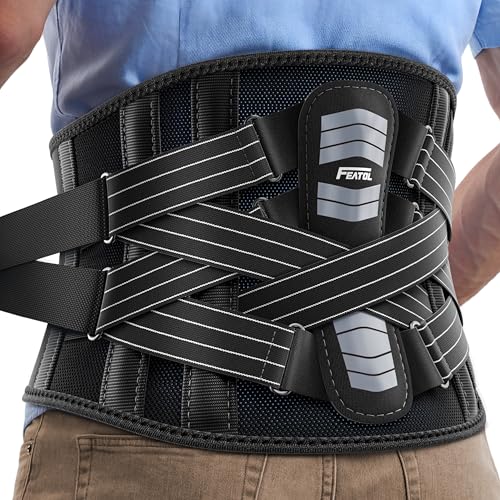 FEATOL XX-Large Back Brace for Lower Back Pain Men Women Dual-Side Spine Pad Belt
