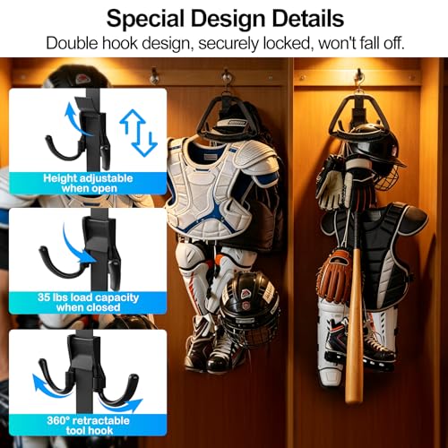 Hockey Equipment Drying Rack with Rotatable Hooks for Gear Organization