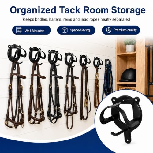 12 Counts Horse Bridle Rack Wall Hooks with Tubes & Screws - Tack Storage